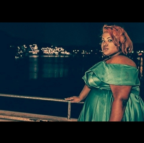 Hunter Green Plus Size Prom Dress Slit On Side